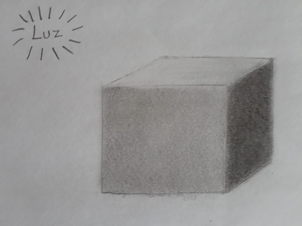 cubo sombreado 1024x767 - Desenhar 3D - Técnicas iniciais de como fazer desenho 3D