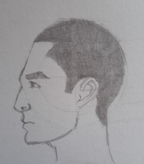 rosto perfil finalizado - Como desenhar rosto - tutorial método Loomis parte 2