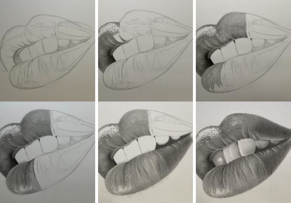 como desenhar labios realistas e femininos com batom