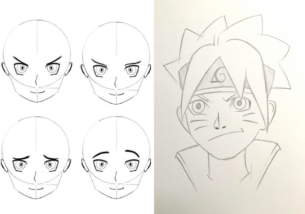 como desenhar rosto de anime