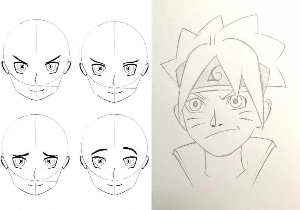 Como Desenhar Rosto de Anime Feminino De Frente Passo a Passo