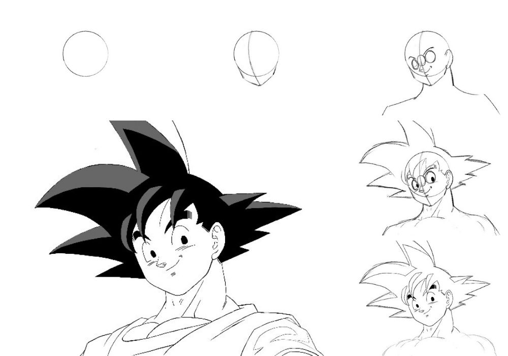 Como desenhar o Goku facil passo a passo - Como desenhar o Goku fácil passo a passo - iniciantes