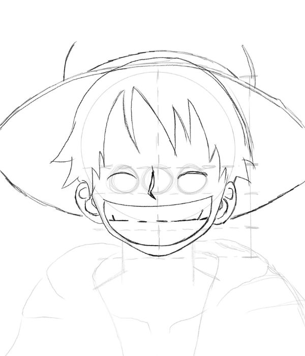 Desenhos de anime fáceis, Como desenhar metade do rosto Luffy fácil passo  a passo