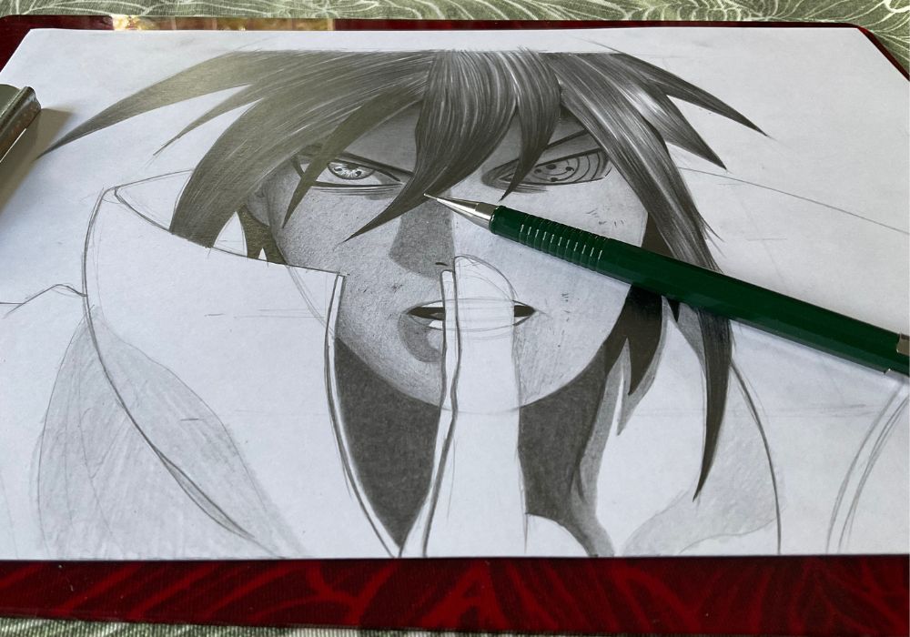 como desenhar anime realista - Desenhar anime realista - desenho de Sasuke realista detalhado