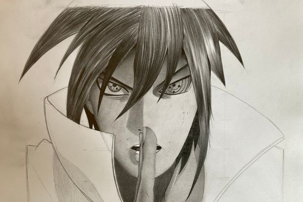sasuke realista 5 - Desenhar anime realista - desenho de Sasuke realista detalhado