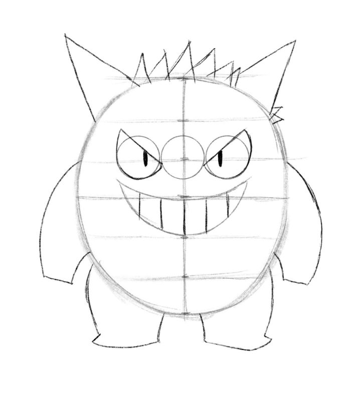 Como desenhar o Gengar 7 - Como desenhar o Gengar passo a passo - Tutorial Simples