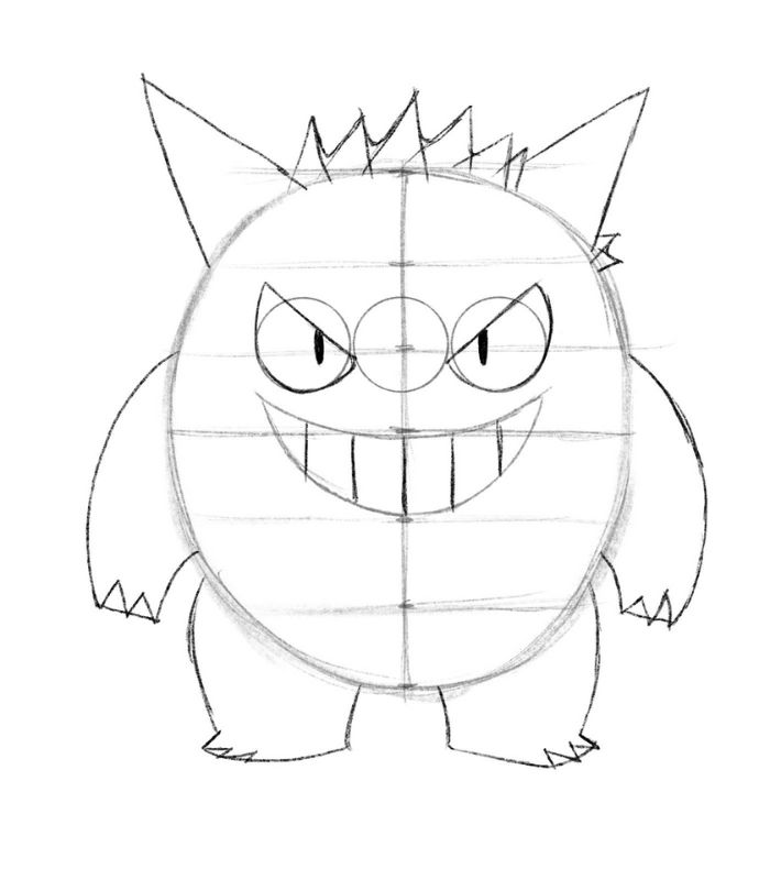Como desenhar o Gengar 8 - Como desenhar o Gengar passo a passo - Tutorial Simples