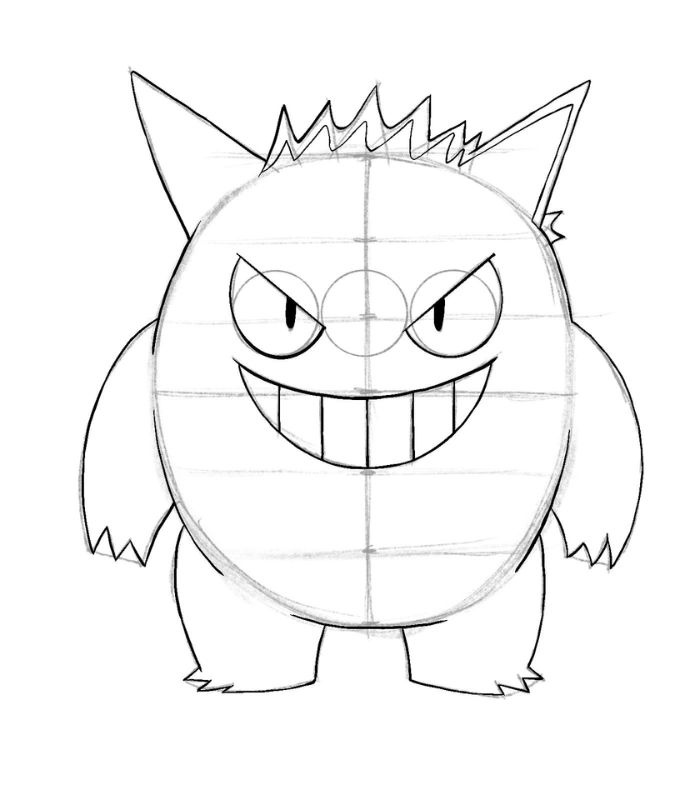 Como desenhar o Gengar 9 - Como desenhar o Gengar passo a passo - Tutorial Simples