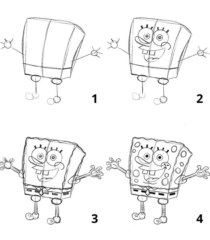 passo a passo de como desenhar o bob esponja - Desenhar desenhos - veja como desenhar desenhos famosos