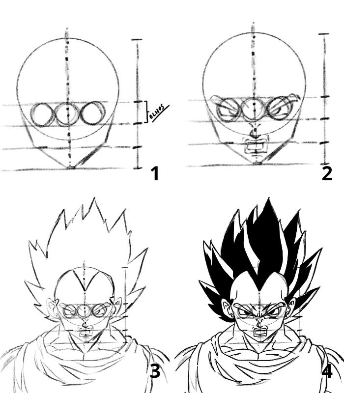 passo a passo de como desenhar o vegeta - Desenhar desenhos - veja como desenhar desenhos famosos